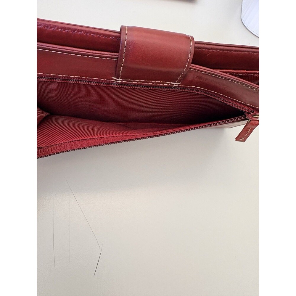 Clarks Genuine Leather Long Wallet Organizer Red Checkbook Vintage 90's Y2K - Picture 10 of 12